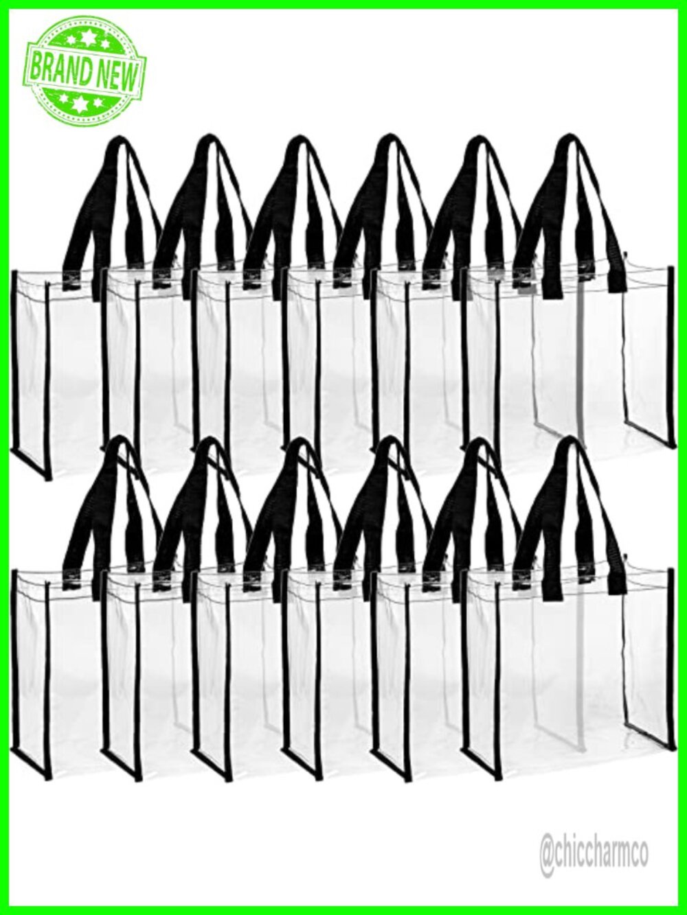 12 Pack Clear PVC Tote Bags Stadium Approved Transparent Shoulder Handbags